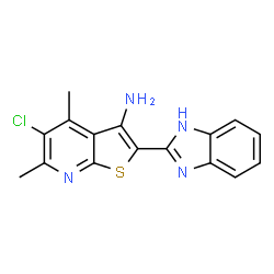ChemSpider 2D Image | 2-(1H-Benzimidazol-2-yl)-5-chloro-4,6-dimethylthieno[2,3-b]pyridin-3-amine | C16H13ClN4S