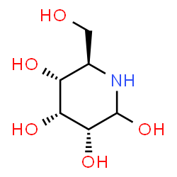 ChemSpider 2D Image | (3R,4R,5R,6R)-6-(Hydroxymethyl)-2,3,4,5-piperidinetetrol | C6H13NO5
