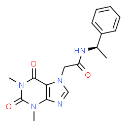 ChemSpider 2D Image | 2-(1,3-Dimethyl-2,6-dioxo-1,2,3,6-tetrahydro-7H-purin-7-yl)-N-[(1R)-1-phenylethyl]acetamide | C17H19N5O3