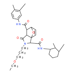 ChemSpider 2D Image | (1S,2R,5S,6R,7R)-N~2~-[(1R,2S,3S)-2,3-Dimethylcyclohexyl]-N~6~-(3,4-dimethylphenyl)-3-(3-ethoxypropyl)-4-oxo-10-oxa-3-azatricyclo[5.2.1.0~1,5~]dec-8-ene-2,6-dicarboxamide | C31H43N3O5