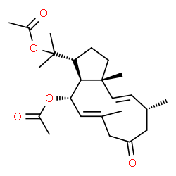 ChemSpider 2D Image | (1R*,2E,4R*,8E,10S*,11S*,12R*)-10,18-diacetoxydolabella-2,8-dien-6-one | C24H36O5