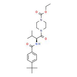 ChemSpider 2D Image | Ethyl 4-{N-[4-(2-methyl-2-propanyl)benzoyl]-L-valyl}-1-piperazinecarboxylate | C23H35N3O4