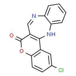 ChemSpider 2D Image | 2-Chlorochromeno[4,3-b][1,5]benzodiazepin-6(13H)-one | C16H9ClN2O2
