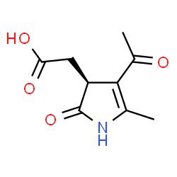 ChemSpider 2D Image | [(3S)-4-Acetyl-5-methyl-2-oxo-2,3-dihydro-1H-pyrrol-3-yl]acetic acid | C9H11NO4