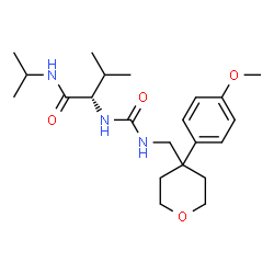 ChemSpider 2D Image | N-Isopropyl-N~2~-({[4-(4-methoxyphenyl)tetrahydro-2H-pyran-4-yl]methyl}carbamoyl)-L-valinamide | C22H35N3O4