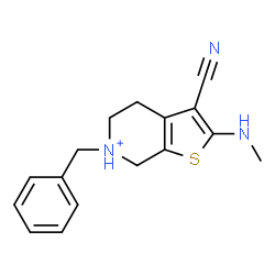 ChemSpider 2D Image | 6-Benzyl-3-cyano-2-(methylamino)-4,5,6,7-tetrahydrothieno[2,3-c]pyridin-6-ium | C16H18N3S