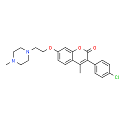 ChemSpider 2D Image | 3-(4-Chlorophenyl)-4-methyl-7-[2-(4-methyl-1-piperazinyl)ethoxy]-2H-chromen-2-one | C23H25ClN2O3