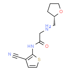 ChemSpider 2D Image | 2-[(3-Cyano-2-thienyl)amino]-2-oxo-N-[(2S)-tetrahydro-2-furanylmethyl]ethanaminium | C12H16N3O2S