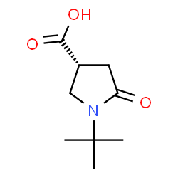 ChemSpider 2D Image | (3R)-1-(2-Methyl-2-propanyl)-5-oxo-3-pyrrolidinecarboxylic acid | C9H15NO3
