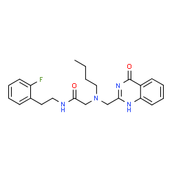 ChemSpider 2D Image | N~2~-Butyl-N-[2-(2-fluorophenyl)ethyl]-N~2~-[(4-oxo-1,4-dihydro-2-quinazolinyl)methyl]glycinamide | C23H27FN4O2
