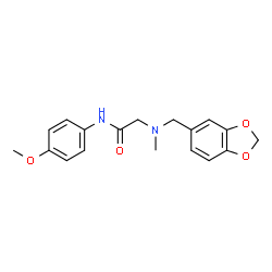 ChemSpider 2D Image | N~2~-(1,3-Benzodioxol-5-ylmethyl)-N-(4-methoxyphenyl)-N~2~-methylglycinamide | C18H20N2O4