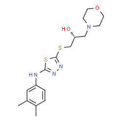 ChemSpider 2D Image | (2R)-1-({5-[(3,4-Dimethylphenyl)amino]-1,3,4-thiadiazol-2-yl}sulfanyl)-3-(4-morpholinyl)-2-propanol | C17H24N4O2S2