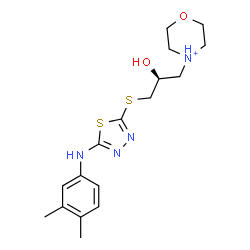 ChemSpider 2D Image | 4-[(2S)-3-({5-[(3,4-Dimethylphenyl)amino]-1,3,4-thiadiazol-2-yl}sulfanyl)-2-hydroxypropyl]morpholin-4-ium | C17H25N4O2S2