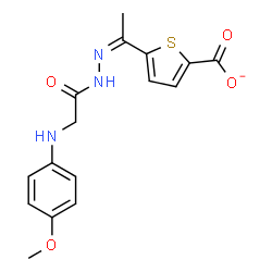 ChemSpider 2D Image | 5-[(1Z)-N-{[(4-Methoxyphenyl)amino]acetyl}ethanehydrazonoyl]-2-thiophenecarboxylate | C16H16N3O4S