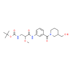 ChemSpider 2D Image | 2-Methyl-2-propanyl {3-[(3-{[3-(hydroxymethyl)-1-piperidinyl]carbonyl}phenyl)amino]-2-methoxy-3-oxopropyl}carbamate | C22H33N3O6