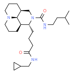 ChemSpider 2D Image | (1R,3aS,10aR,10bS)-1-{4-[(Cyclopropylmethyl)amino]-4-oxobutyl}-N-(3-methylbutyl)octahydro-1H,4H-pyrido[3,2,1-ij][1,6]naphthyridine-2(3H)-carboxamide | C25H44N4O2