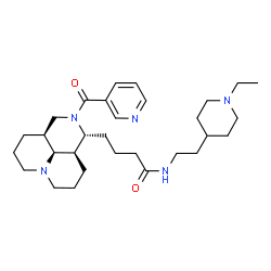 ChemSpider 2D Image | N-[2-(1-Ethyl-4-piperidinyl)ethyl]-4-[(1R,3aS,10aR,10bS)-2-(3-pyridinylcarbonyl)decahydro-1H,4H-pyrido[3,2,1-ij][1,6]naphthyridin-1-yl]butanamide | C30H47N5O2