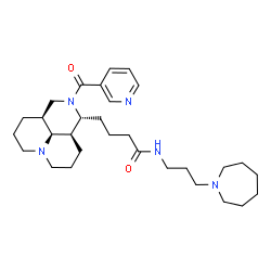 ChemSpider 2D Image | N-[3-(1-Azepanyl)propyl]-4-[(1R,3aS,10aR,10bS)-2-(3-pyridinylcarbonyl)decahydro-1H,4H-pyrido[3,2,1-ij][1,6]naphthyridin-1-yl]butanamide | C30H47N5O2