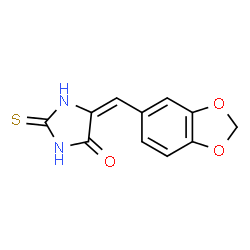 ChemSpider 2D Image | (5E)-5-(1,3-Benzodioxol-5-ylmethylene)-2-thioxo-4-imidazolidinone | C11H8N2O3S