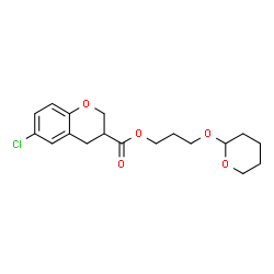 ChemSpider 2D Image | 3-(Tetrahydro-2H-pyran-2-yloxy)propyl 6-chloro-3-chromanecarboxylate | C18H23ClO5