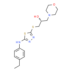 ChemSpider 2D Image | (2R)-1-({5-[(4-Ethylphenyl)amino]-1,3,4-thiadiazol-2-yl}sulfanyl)-3-(4-morpholinyl)-2-propanol | C17H24N4O2S2