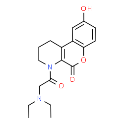 ChemSpider 2D Image | 4-(N,N-Diethylglycyl)-9-hydroxy-1,2,3,4-tetrahydro-5H-chromeno[3,4-b]pyridin-5-one | C18H22N2O4