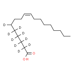 ChemSpider 2D Image | (9Z)-(2,2,3,3,4,4,5,5,6-~2~H_9_)-9-Octadecenoic acid | C18H25D9O2