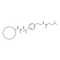 ChemSpider 2D Image | N-(2-{4-[(Cyclododecylcarbamoyl)sulfamoyl]phenyl}ethyl)-4-methylpentanamide | C27H45N3O4S