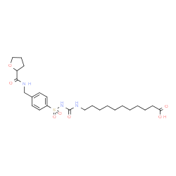 ChemSpider 2D Image | 11-({[(4-{[(Tetrahydro-2-furanylcarbonyl)amino]methyl}phenyl)sulfonyl]carbamoyl}amino)undecanoic acid | C24H37N3O7S