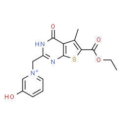 ChemSpider 2D Image | 1-{[6-(Ethoxycarbonyl)-5-methyl-4-oxo-3,4-dihydrothieno[2,3-d]pyrimidin-2-yl]methyl}-3-hydroxypyridinium | C16H16N3O4S