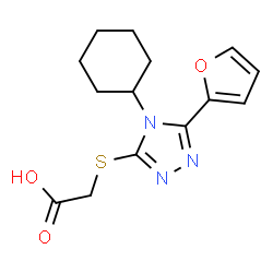 ChemSpider 2D Image | {[4-Cyclohexyl-5-(2-furyl)-4H-1,2,4-triazol-3-yl]sulfanyl}acetic acid | C14H17N3O3S