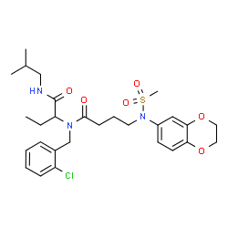 ChemSpider 2D Image | N-(2-Chlorobenzyl)-4-[2,3-dihydro-1,4-benzodioxin-6-yl(methylsulfonyl)amino]-N-[1-(isobutylamino)-1-oxo-2-butanyl]butanamide | C28H38ClN3O6S