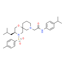 ChemSpider 2D Image | 2-{(3S)-3-Isobutyl-4-[(4-methylphenyl)sulfonyl]-1-oxa-4,8-diazaspiro[5.5]undec-8-yl}-N-(4-isopropylphenyl)acetamide | C30H43N3O4S