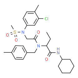 ChemSpider 2D Image | 2-{[N-(3-Chloro-4-methylphenyl)-N-(methylsulfonyl)glycyl](4-methylbenzyl)amino}-N-cyclohexylbutanamide | C28H38ClN3O4S