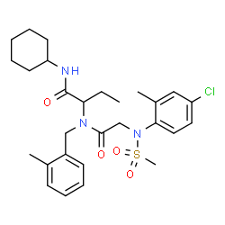 ChemSpider 2D Image | 2-{[N-(4-Chloro-2-methylphenyl)-N-(methylsulfonyl)glycyl](2-methylbenzyl)amino}-N-cyclohexylbutanamide | C28H38ClN3O4S