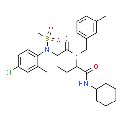 ChemSpider 2D Image | 2-{[N-(4-Chloro-2-methylphenyl)-N-(methylsulfonyl)glycyl](3-methylbenzyl)amino}-N-cyclohexylbutanamide | C28H38ClN3O4S