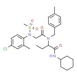 ChemSpider 2D Image | 2-{[N-(4-Chloro-2-methylphenyl)-N-(methylsulfonyl)glycyl](4-methylbenzyl)amino}-N-cyclohexylbutanamide | C28H38ClN3O4S