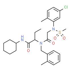 ChemSpider 2D Image | 2-{[N-(5-Chloro-2-methylphenyl)-N-(methylsulfonyl)glycyl](2-methylbenzyl)amino}-N-cyclohexylbutanamide | C28H38ClN3O4S