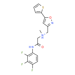 ChemSpider 2D Image | N-Methyl-2-oxo-N-{[5-(2-thienyl)-1,2-oxazol-3-yl]methyl}-2-[(2,3,4-trifluorophenyl)amino]ethanaminium | C17H15F3N3O2S