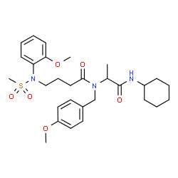 ChemSpider 2D Image | N-[1-(Cyclohexylamino)-1-oxo-2-propanyl]-N-(4-methoxybenzyl)-4-[(2-methoxyphenyl)(methylsulfonyl)amino]butanamide | C29H41N3O6S