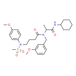 ChemSpider 2D Image | N-[1-(Cyclohexylamino)-1-oxo-2-propanyl]-N-(3-methoxybenzyl)-4-[(4-methoxyphenyl)(methylsulfonyl)amino]butanamide | C29H41N3O6S