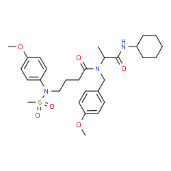 ChemSpider 2D Image | N-[1-(Cyclohexylamino)-1-oxo-2-propanyl]-N-(4-methoxybenzyl)-4-[(4-methoxyphenyl)(methylsulfonyl)amino]butanamide | C29H41N3O6S