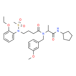 ChemSpider 2D Image | N-[1-(Cyclopentylamino)-1-oxo-2-propanyl]-4-[(2-ethoxyphenyl)(methylsulfonyl)amino]-N-(3-methoxybenzyl)butanamide | C29H41N3O6S