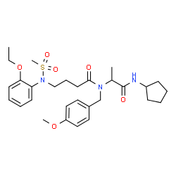 ChemSpider 2D Image | N-[1-(Cyclopentylamino)-1-oxo-2-propanyl]-4-[(2-ethoxyphenyl)(methylsulfonyl)amino]-N-(4-methoxybenzyl)butanamide | C29H41N3O6S