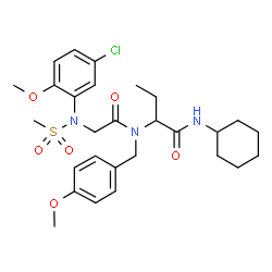 ChemSpider 2D Image | 2-{[N-(5-Chloro-2-methoxyphenyl)-N-(methylsulfonyl)glycyl](4-methoxybenzyl)amino}-N-cyclohexylbutanamide | C28H38ClN3O6S