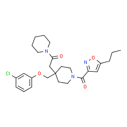 ChemSpider 2D Image | 2-{4-[(3-Chlorophenoxy)methyl]-1-[(5-propyl-1,2-oxazol-3-yl)carbonyl]-4-piperidinyl}-1-(1-piperidinyl)ethanone | C26H34ClN3O4