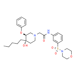 ChemSpider 2D Image | 2-[(3S,4S)-4-Hydroxy-4-pentyl-3-phenoxy-1-piperidinyl]-N-[3-(4-morpholinylsulfonyl)phenyl]acetamide | C28H39N3O6S