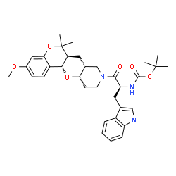 ChemSpider 2D Image | 2-Methyl-2-propanyl {(2S)-3-(1H-indol-3-yl)-1-[(6aS,7aR,11aS,12aS)-3-methoxy-6,6-dimethyl-6a,7a,10,11,11a,12a-hexahydro-6H,7H-chromeno[3',4':5,6]pyrano[3,2-c]pyridin-9(8H)-yl]-1-oxo-2-propanyl}carbama
te | C34H43N3O6