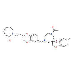 ChemSpider 2D Image | 1-{3-[4-({4-Acetyl-6-hydroxy-6-[(4-methylphenoxy)methyl]-1,4-diazepan-1-yl}methyl)-2-methoxyphenoxy]propyl}-2-azepanone | C32H45N3O6