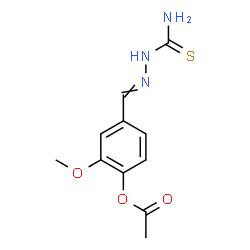 ChemSpider 2D Image | 4-[(Carbamothioylhydrazono)methyl]-2-methoxyphenyl acetate | C11H13N3O3S